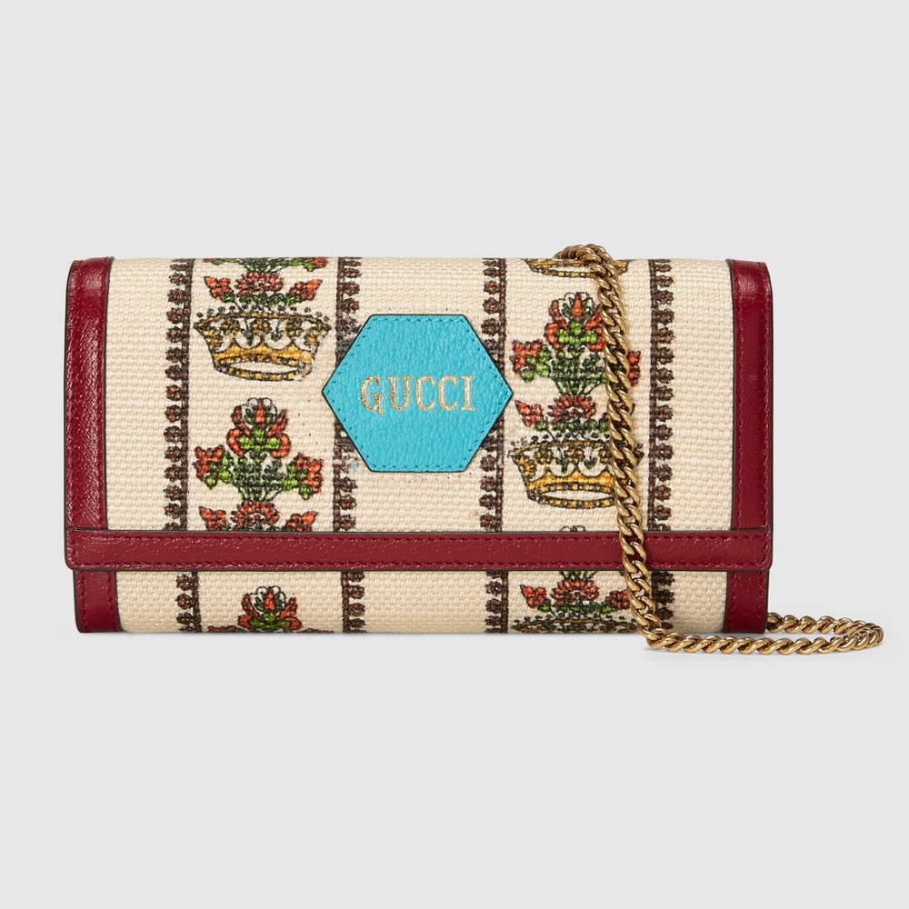 SOLD! Gucci 100 Centennial Collection Chain Wallet in Ivory Jacquard *RARE* - Picture 7 of 12
